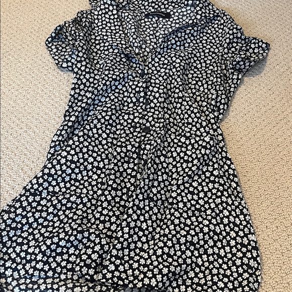 Reformation Sonia Floral Button Down Black Mini Dress Short Sleeve XS - Picture 3 of 5